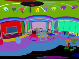 panorama antique chinese style family living room restaurant 12 3D Model