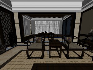 panorama antique chinese style family living room restaurant 12 Modèle 3D