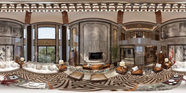 panorama antique chinese style family living room restaurant 13 3D Model .c4d .max .obj .3ds .fbx .stl .blend 