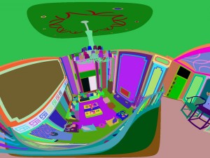 panorama antique chinese style family living room restaurant 13 3D Model