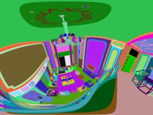 panorama antique chinese style family living room restaurant 13 3D Model