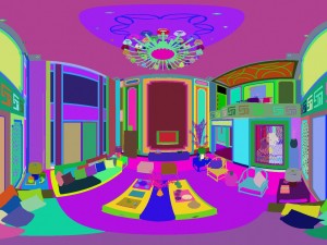 panorama antique chinese style family living room restaurant 13 3D Model