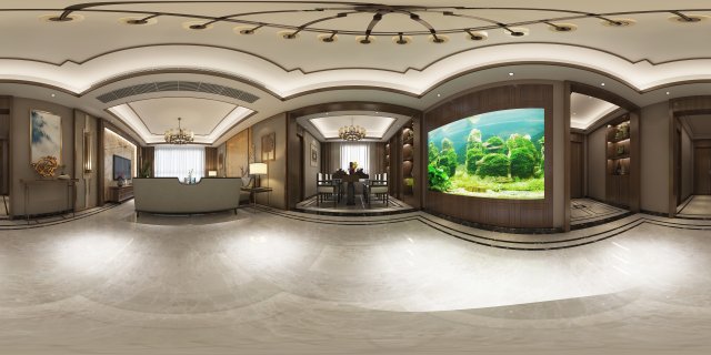panorama antique chinese style family living room restaurant 14 3D Модель .c4d .max .obj .3ds .fbx .stl .blend 