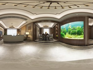 panorama antique chinese style family living room restaurant 14 3D Model