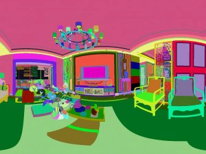 panorama antique chinese style family living room restaurant 16 3D Model