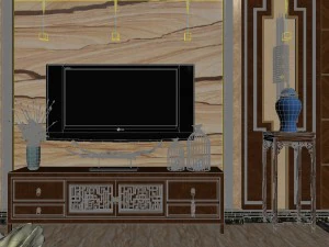 panorama antique chinese style family living room restaurant 16 3D Model