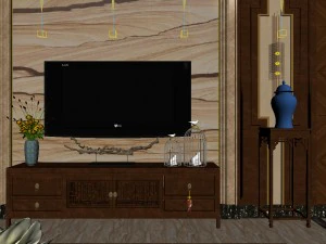 panorama antique chinese style family living room restaurant 16 3D Model