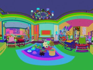 panorama antique chinese style family living room restaurant 17 3D Model