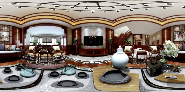 panorama antique chinese style family living room restaurant 17 Modelo 3D .c4d .max .obj .3ds .fbx .stl .blend 