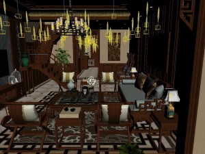 panorama antique chinese style family living room restaurant 17 Modelo 3D