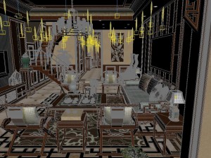 panorama antique chinese style family living room restaurant 17 Modelo 3D