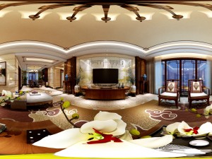 panorama antique chinese style family living room restaurant 18 Model 3D