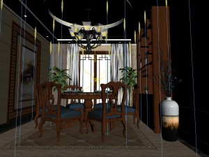 panorama antique chinese style family living room restaurant 18 Modelo 3D