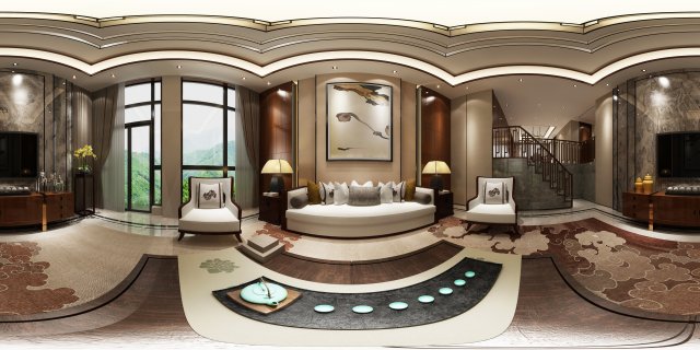panorama antique chinese style family living room restaurant 20 Modelo 3D .c4d .max .obj .3ds .fbx .stl .blend 