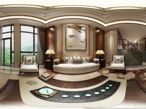 panorama antique chinese style family living room restaurant 20 3D Модель