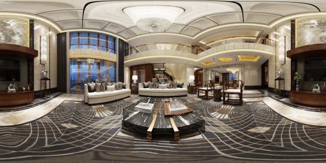 panorama antique chinese style family living room restaurant 21 3D Модель .c4d .max .obj .3ds .fbx .stl .blend 
