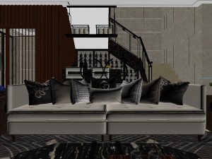 panorama antique chinese style family living room restaurant 21 3D Модель