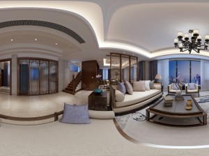 panorama antique chinese style family living room restaurant 22 3D Model