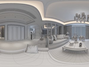 panorama antique chinese style family living room restaurant 22 3Dモデル