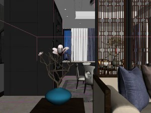panorama antique chinese style family living room restaurant 22 3D Model