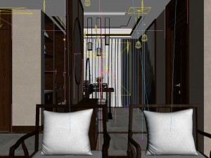 panorama antique chinese style family living room restaurant 23 3D Модель