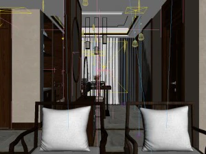 panorama antique chinese style family living room restaurant 23 3D Model