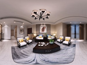 panorama antique chinese style family living room restaurant 24 3D मॉडल