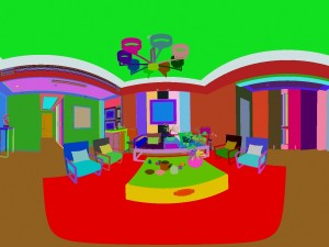panorama antique chinese style family living room restaurant 24 3D Model