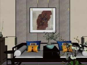 panorama antique chinese style family living room restaurant 24 3D Model