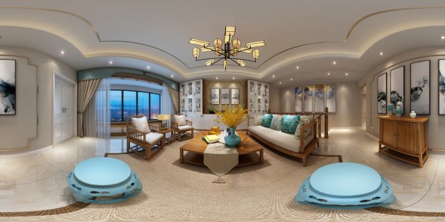 panorama antique chinese style family living room restaurant 25 Modèle 3D .c4d .max .obj .3ds .fbx .stl .blend 