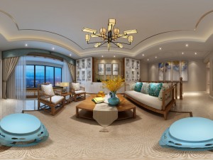 panorama antique chinese style family living room restaurant 25 Modèle 3D