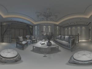 panorama antique chinese style family living room restaurant 25 Modèle 3D