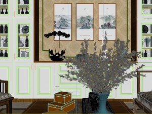 panorama antique chinese style family living room restaurant 25 Modèle 3D