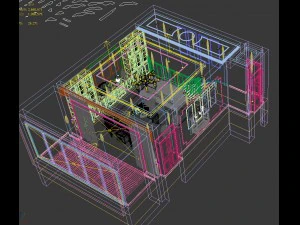 panorama antique chinese style family living room restaurant 25 3D Model