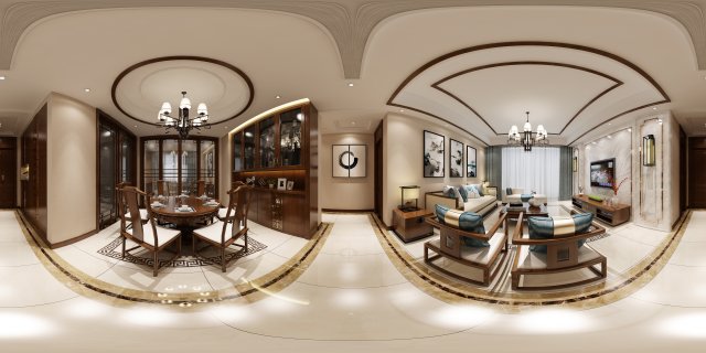 panorama antique chinese style living room restaurant space 01 3D 模型 .c4d .max .obj .3ds .fbx .stl .blend 