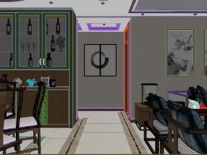 panorama antique chinese style living room restaurant space 01 3D 模型
