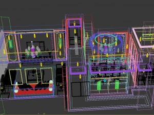 panorama antique chinese style living room restaurant space 01 3D Model