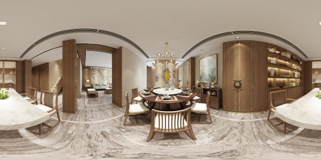 panorama antique chinese style living room restaurant space 02 3D Model .c4d .max .obj .3ds .fbx .stl .blend 