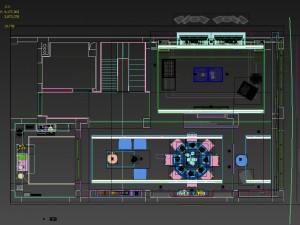 panorama antique chinese style living room restaurant space 02 3D Model