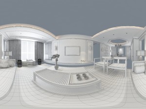 panorama antique chinese style living room restaurant space 03 Model 3D
