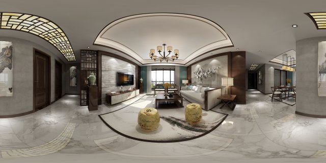 panorama antique chinese style living room restaurant space 04 3D Model .c4d .max .obj .3ds .fbx .stl .blend 