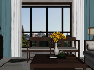 panorama antique chinese style living room restaurant space 04 3D Model