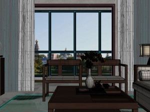 panorama antique chinese style living room restaurant space 04 3D Model