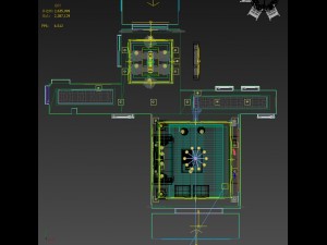 panorama antique chinese style living room restaurant space 04 3D Model