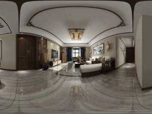 panorama antika &Ccedil;in tarzı oturma odası restoran alanı 05 3D Model