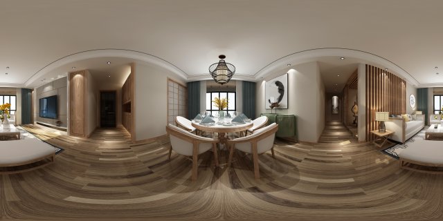 panorama antique chinese style living room restaurant space 06 3D Model .c4d .max .obj .3ds .fbx .stl .blend 