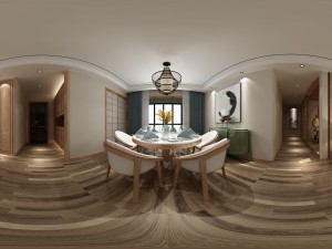 panorama antique chinese style living room restaurant space 06 3D 모델