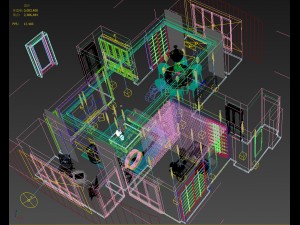 panorama antique chinese style living room restaurant space 06 3D Model