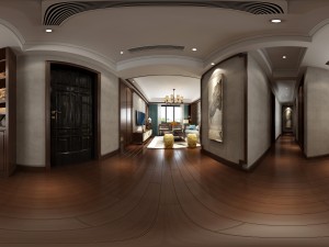 panorama antique chinese style living room restaurant space 08 3D Model