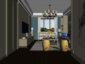 panorama antique chinese style living room restaurant space 08 3D 모델